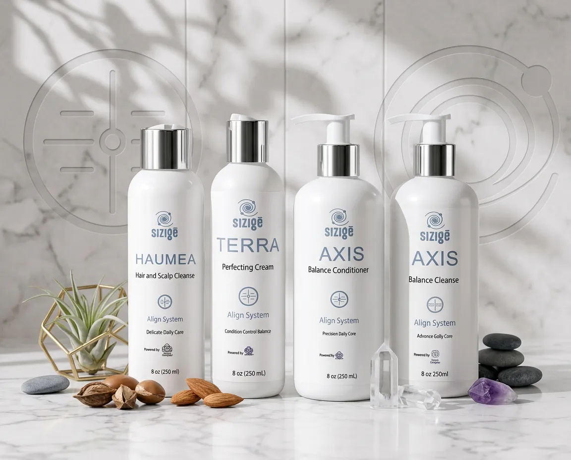 The Sizige Align System lineup — Haumea, Terra, Axis Balance Conditioner and Axis Balance Cleanse