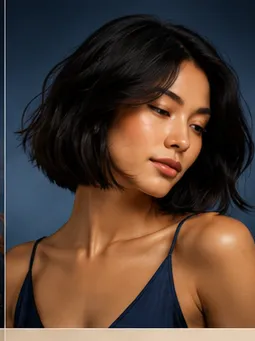 Portrait of a model with a shaped, finished style