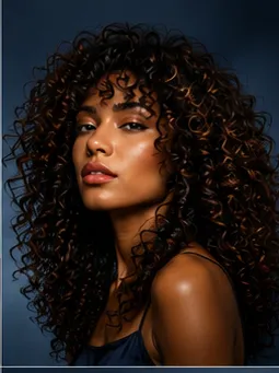 Portrait of a model with well-defined curl pattern